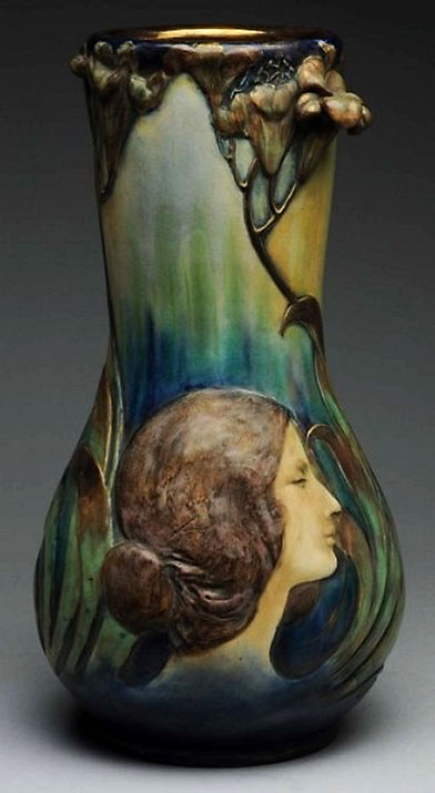 Amphora Ceramic Monumental Blow Out Portrait Vase