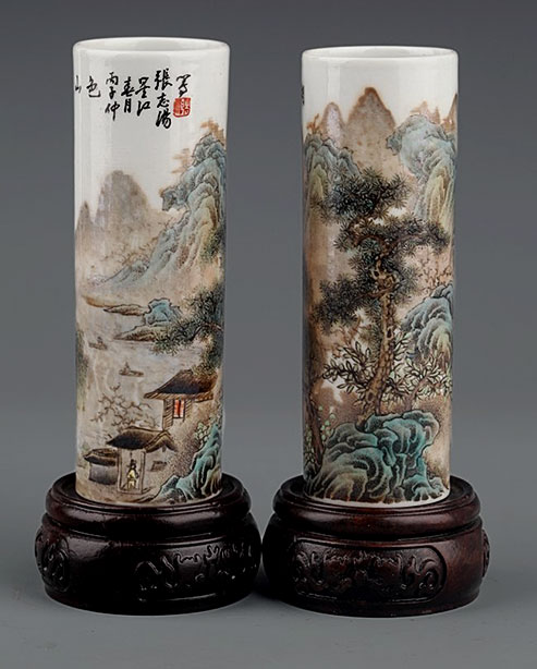 Chinese hand painted porcelain vessels
