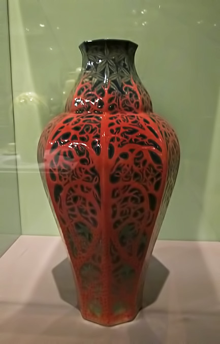 Red and black sevres vase