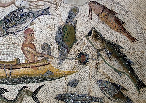 Fishing scene mosaic from North Africa 