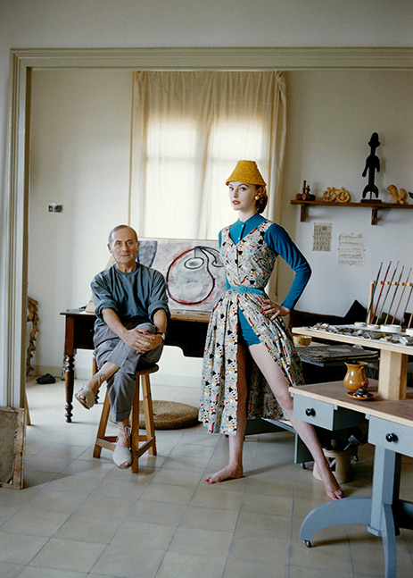 Joan Miro with model in Barcelona