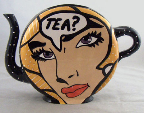 'Tea For Two With Love'-Pop Art Tea Pot by Joanne Delomba