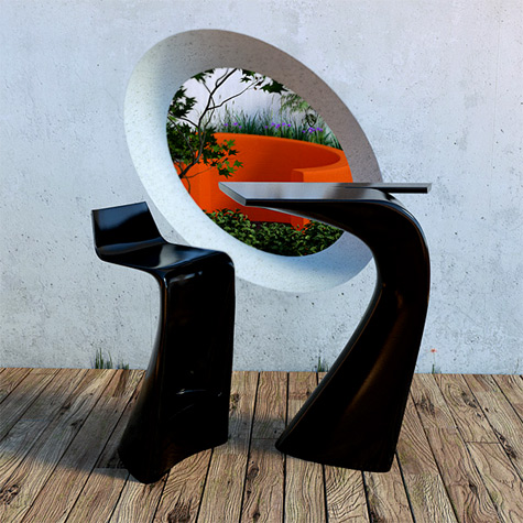 Wing stool and table by Vondom---Modelled using Sketchup