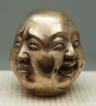 bronze_four_face_chinese_buddha_sculpture___signed___silver_patina