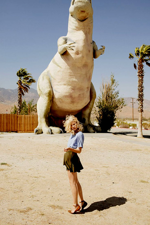 Lauryn Holmquist and giant dinosaur