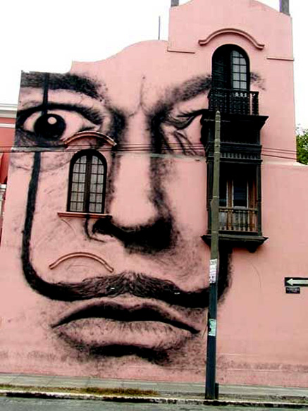 Dali graffiti and street art in Lima