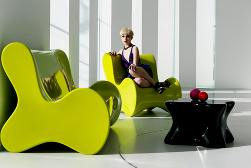 vondom-milano-2010 avocado green modern lounge chairs and sofa