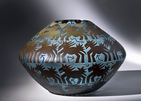 Glass vessel - Horse Stampede by Jody Naranjo and Preston Singletary