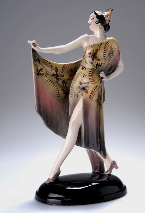 Ceramic Clay Glazed Woman Girl Dancing Figurine Statue Sculpture Signed
