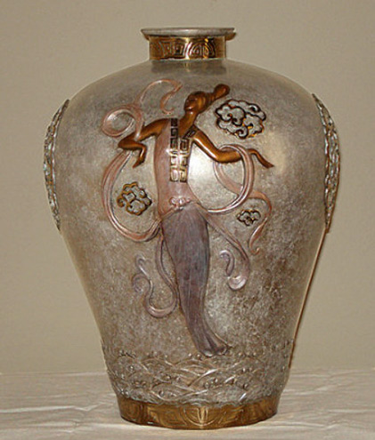 Erte Oriental Mystery Objets darte Bronze Vase 1990