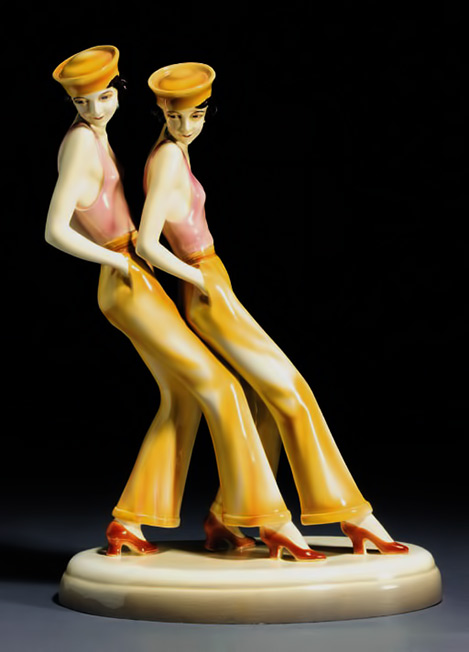 Goldscheider pottery figurine-'Sailor's Dance' by Dakon, Austria-circa-1928