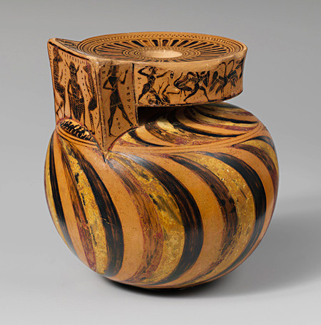 Greek ceramic Aryballos,-ca.-570-B.C