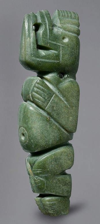 Masked Figure Pendant,-4th–8th-century Costa Rica; Atlantic Watershed Jade