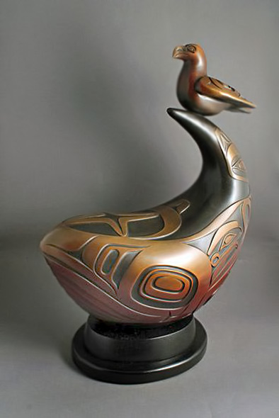 Preston Singletary--- Whale and Eagle --- bronze sculpture ---height-18 inches