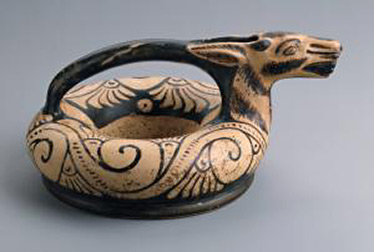 Ring shaped askos with deer's head spout, mid 4th-century BC