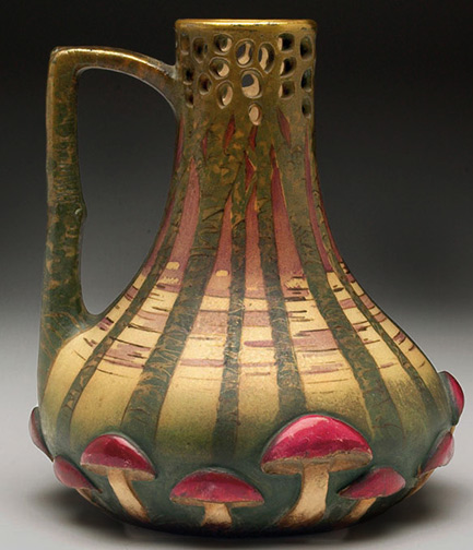 Amphora art nouveau mushroom pitcher