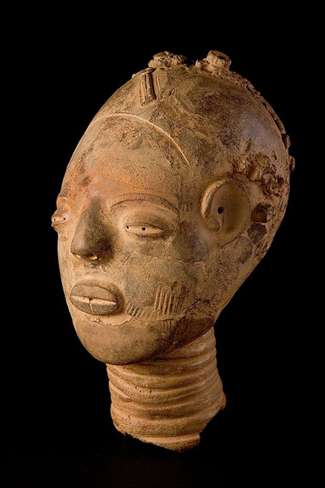 African terracotta head sculpture