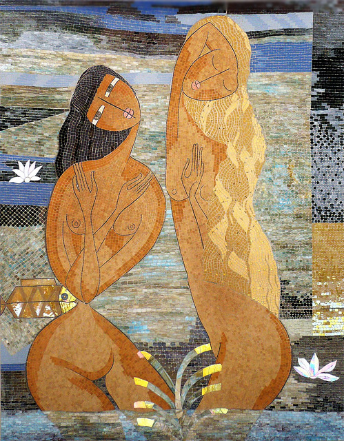 Outdoor wall mural 'Naiads 2'-----porcelain I-Mosaique
