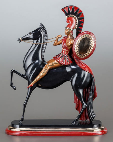 Patinated and cold painted bronze figure by Erte