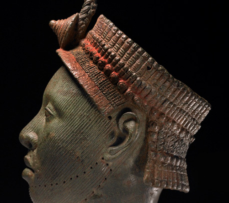 Brass-head-with-a-beaded-crown-and-plume,-Ife,-Nigeria14th-15th