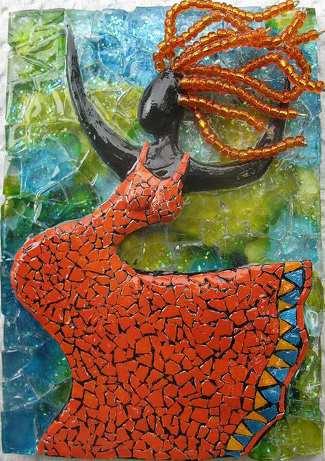 Polymer clay mosaic--Wind Dancer by eggshelllady, via Flickr