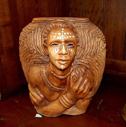 carved ceramic vessel Woodrow Nash