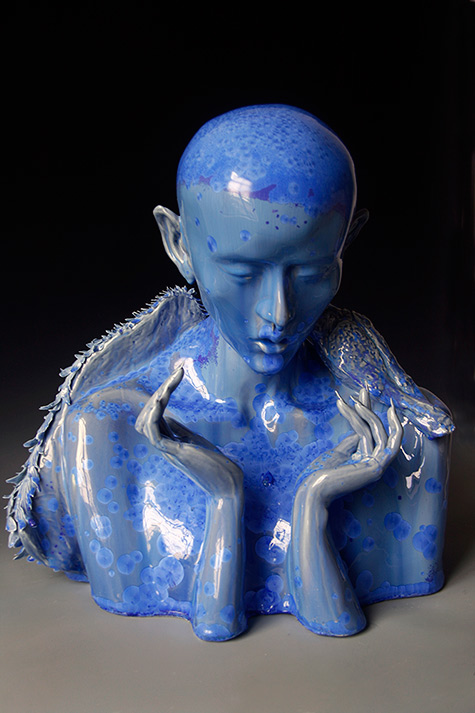 Feng-Weina,-'Angel-without-Wing-–-The-Blue-Succubus-(positive)',-ceramic,-L48-x-W34-x-H59-cm,-2010