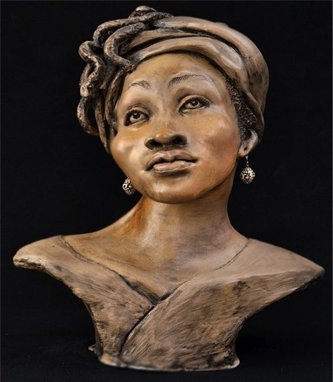 Prayer Warrior-sculpture bust Nancy Ellen cChurchville