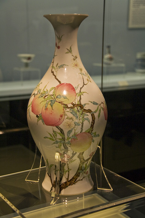 Shanghai Museum Ceramics Gallery-Famille Rose-Vase with Peaches and-Bats-Design-Bill Taroli