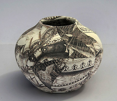 Abstract patchwork ceramic vase - Zoe Hillyard