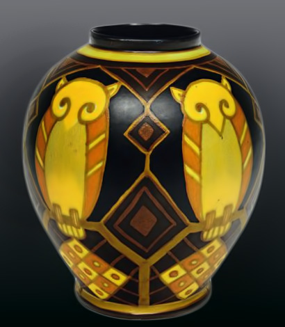 Charles Catteau Art Deco owl vase