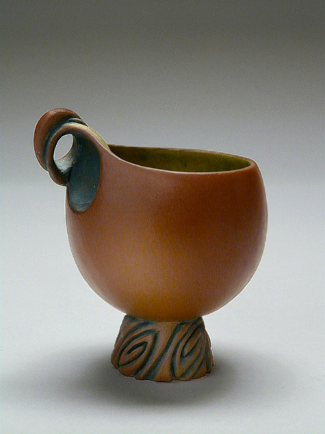 Carol Wedemeyer-teacup,-2002;-made-in-California;-earthenware-red-clay,-stain,-glaze
