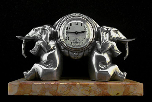 French-Art-Deco-Elephant-Pair-Clock---artdecoceramicglasslight-com
