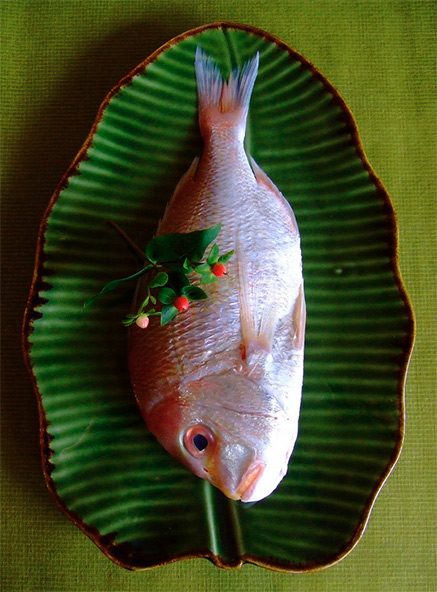 Fresh bream fish on a platter Miki Nagata