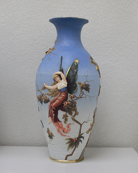 Mettlach butterfly woman vase