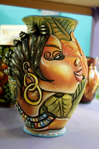 Jamaican hand painted pot