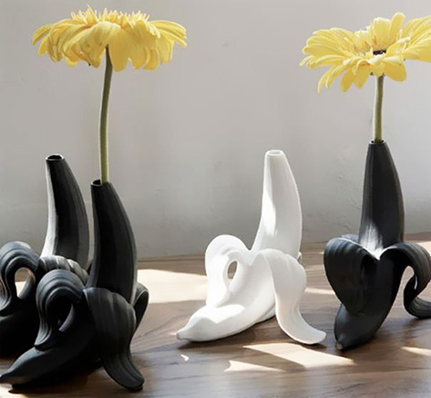 Banana-flower-vases in black and white by -Jonathon-Adler