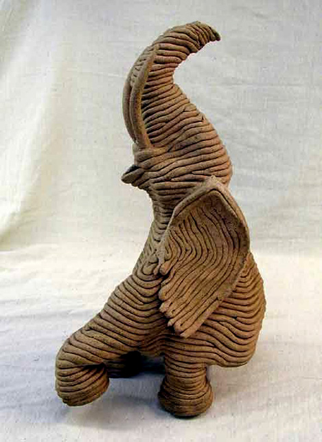Ceramic Elephant sculpture from coils by Klaywerk Studio