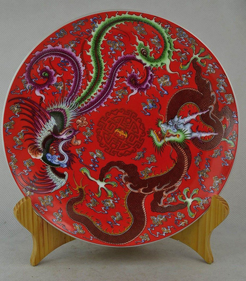 Old Handwork Jingdezhen Porcelain Painting Dragon & Phoenix