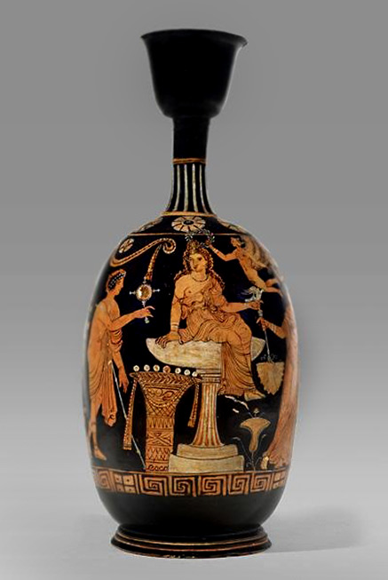 Apulian Red Figure Squat Lekythos with Aphrodite and Eros---4th-Century-BC