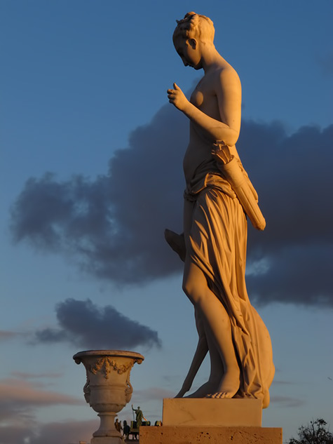 Sculpture Nymph Diana, designed-by-Louis Auguste Leveque,-Tuileries-garden, Paris