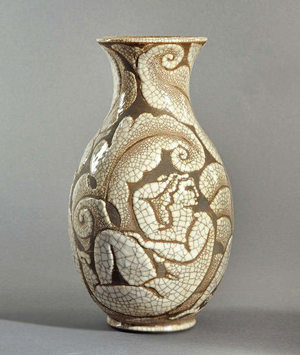 Rene Buthaud-crackle glaze vase,-circa-1930