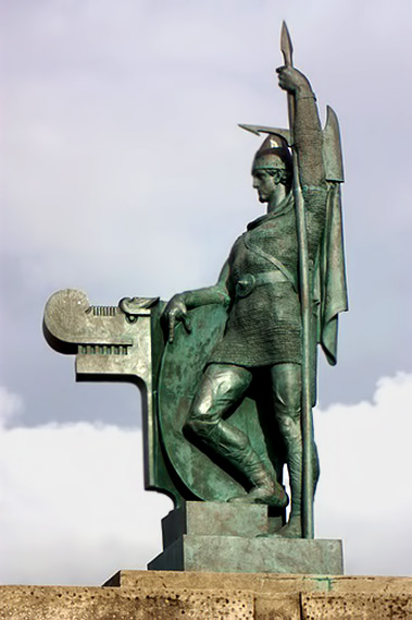 Statue of Ingolfur Arnarson the Viking--the-first-Nordic-settler-of-Iceland