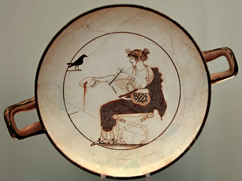 apollo cup white-ground kylix;-Greek,-480-70-BCE