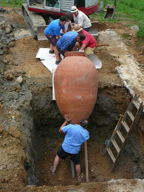 Burying a Georgian Qvevri wine pot