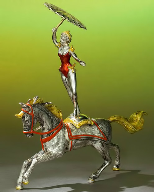 Tiffany and Co. Girl riding a circus horse Sliver and enamel