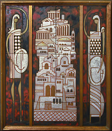 Triptych Tile Panel, Mid Century, by Panos Valsamakis