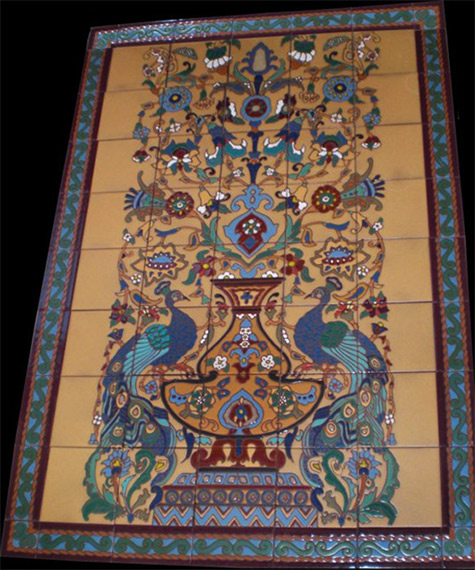 LA Creative Concepts tiles Twin peacock tiled mural