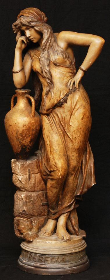 19th C. Terracotta figure of Rebecca at the well by Friedrich Goldscheider female sculpture