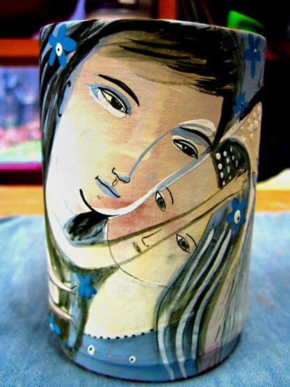Jenny-Mendes abstract faces tumbler
